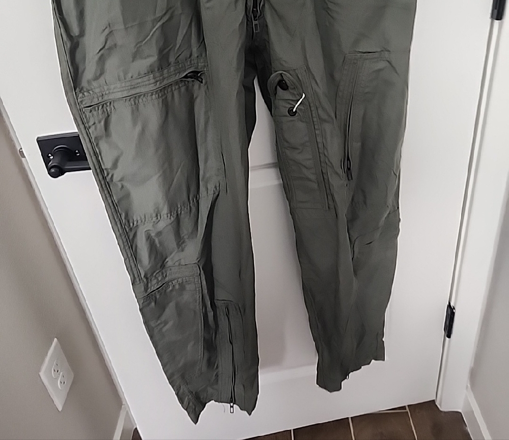 Mens' Military OD Green Coverall Flight Jumpsuit Fire Resistant Size 46R *New* - Picture 7 of 8